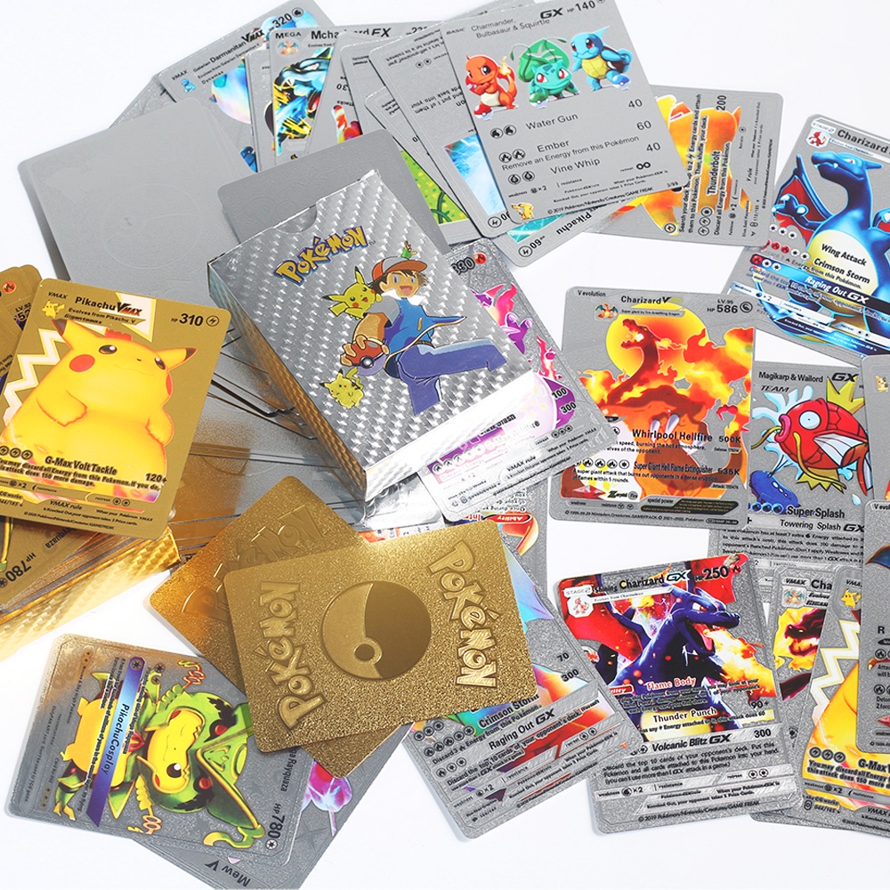 10-55 Pçs/Conjunto Cartão De Energia De Metal Ouro Vmax GX Charizard  Pikachu Pokemon Coleção Rara Batalha De Treinamento De Brinquedos Para  Crianças Presente - Escorrega o Preço