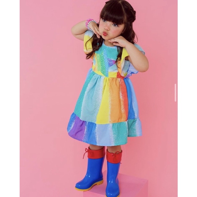 Vestido de festa infantil best sale arco iris