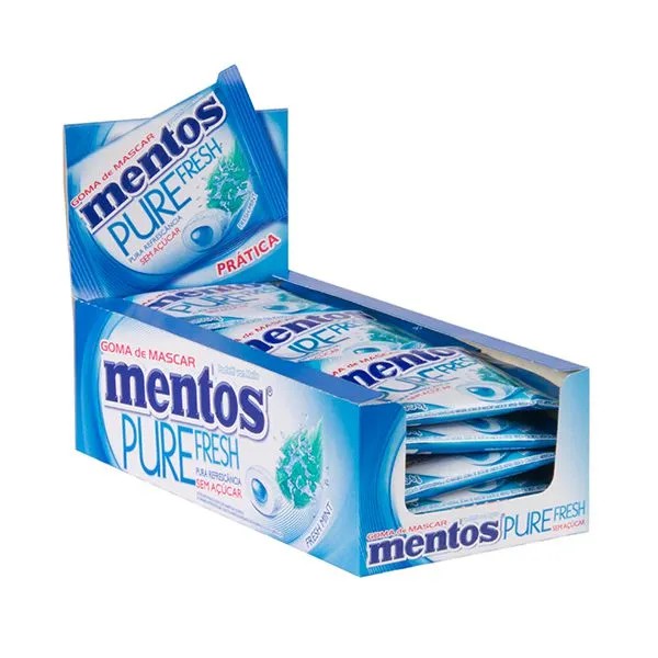 Mentos Pure Fresh Caixa Chiclete Sem Açúcar Caixa Com 15 Unidades De 6g Cada Goma De Mascar 0707