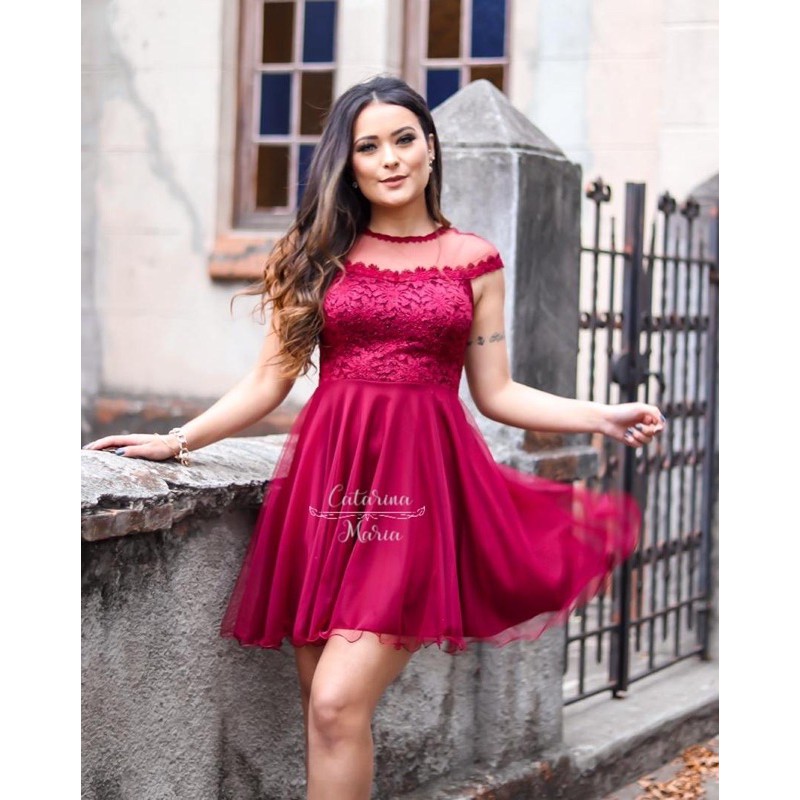 Vestido marsala curto para sales casamento