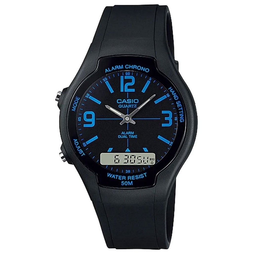 Relógio Masculino Casio Digital E Analógico Aw-90h-2bvdf | Shopee Brasil