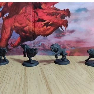 Kit Miniatura Lobo Atroz Errante 4 Unidades RPG BoardGames DeD
