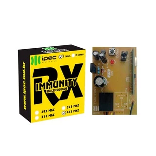 Receptor De Controle Remoto Portão Eletrônico Rx Immunity Mono Portão 433,92 Mhz