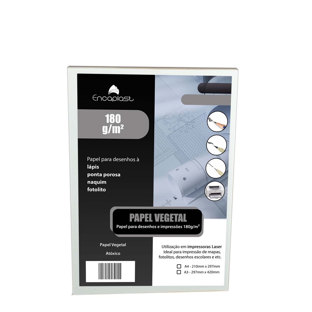 Papel Vegetal A3 180gr Para Desenho Artesanato C/50