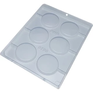 kit Forma Simples Pirulito Redondo Liso 60mm 9789 (D6) em Acetato BWB Para Bombom Doces de Chocolate Confeitaria Páscoa