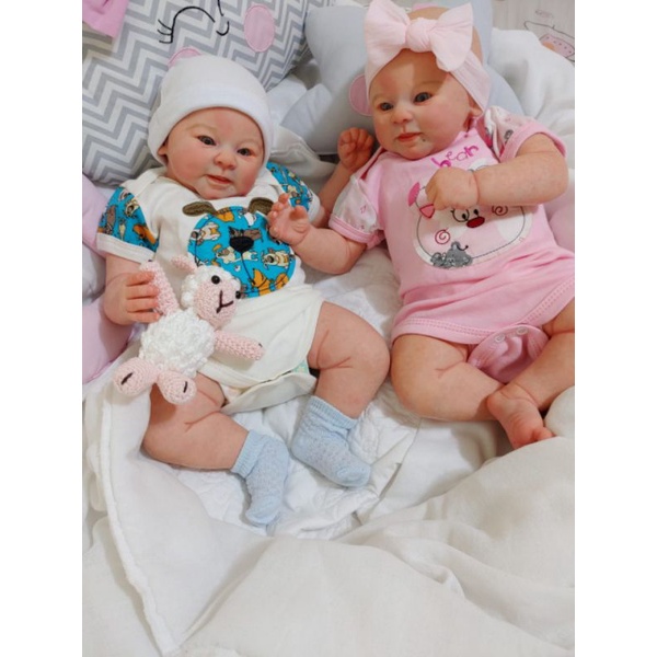 Bebê Reborn Gêmeos Kit Abigail Pode Banhar Cabelo Fio A Fio 2 Kg - Bolsa  Maternidade