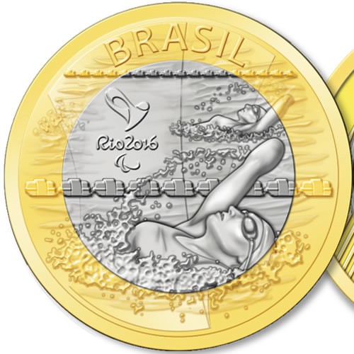 Moeda 1 Real Olimpíadas Natação Paralímpica