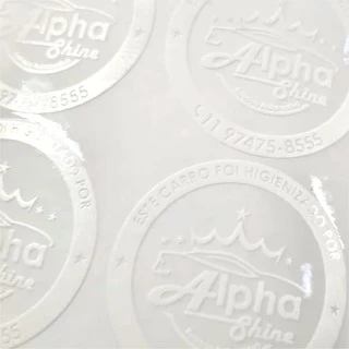 Adesivos Personalizados com Logo - Etiqueta Transparente Impressão UV em Branco