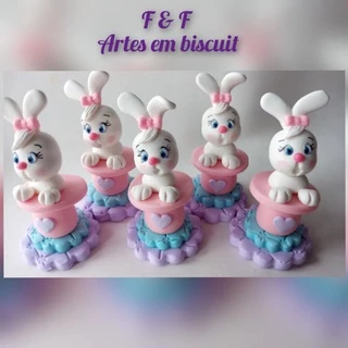 kit 5 lembrancinhas circo rosa- aplique circo rosa- lembrancinhas coelhinhos- coelhinhos na cartola