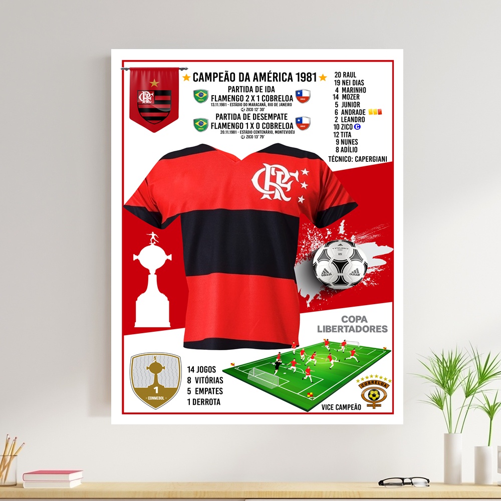 Placa Decorativa A4 - 6mm - Flamengo + Borda Infinita