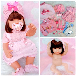 Boneca Bebê Tipo Reborn Pode Dar Banho Enxoval + DUAS TROCAS