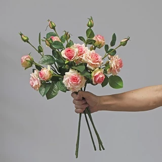 Buquê De Flores Com 3 Cabeças De Rosas Artificiais Para Decoração De Mesa/Arranjo