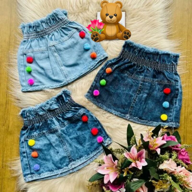 Saia jeans infantil meninas blogueirinha | Shopee Brasil