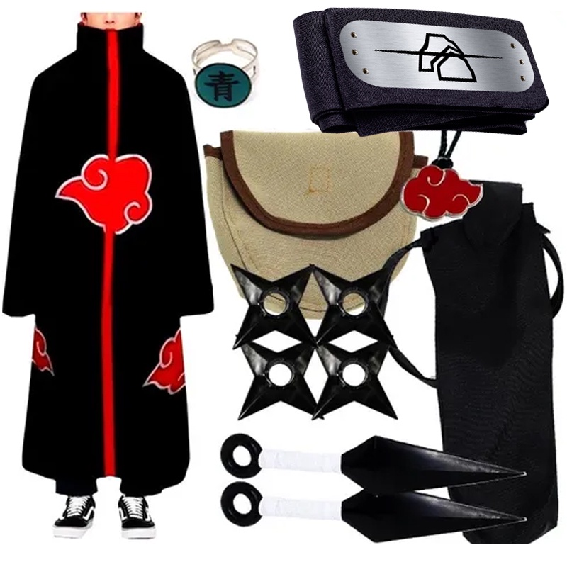 Kit Cosplay Chapéu Akatsuki Sakkat Com Colar Nuvem Akatsuki