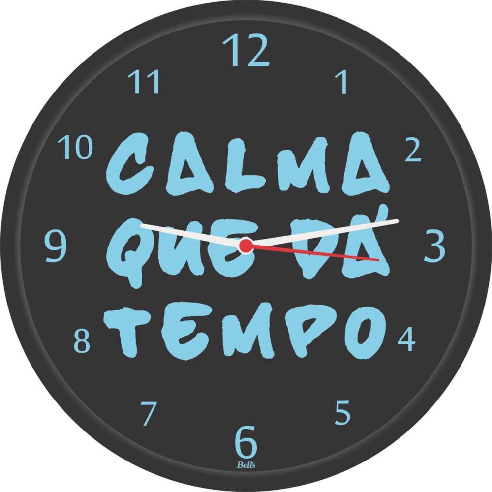 Relogio De Parede Redondo Calma Tem Tempo 25,8cm | Shopee Brasil