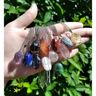 Colar Pedra Natural Ametista Quartzo Ágata Ônix Hematita Jaspe Cristal Boho