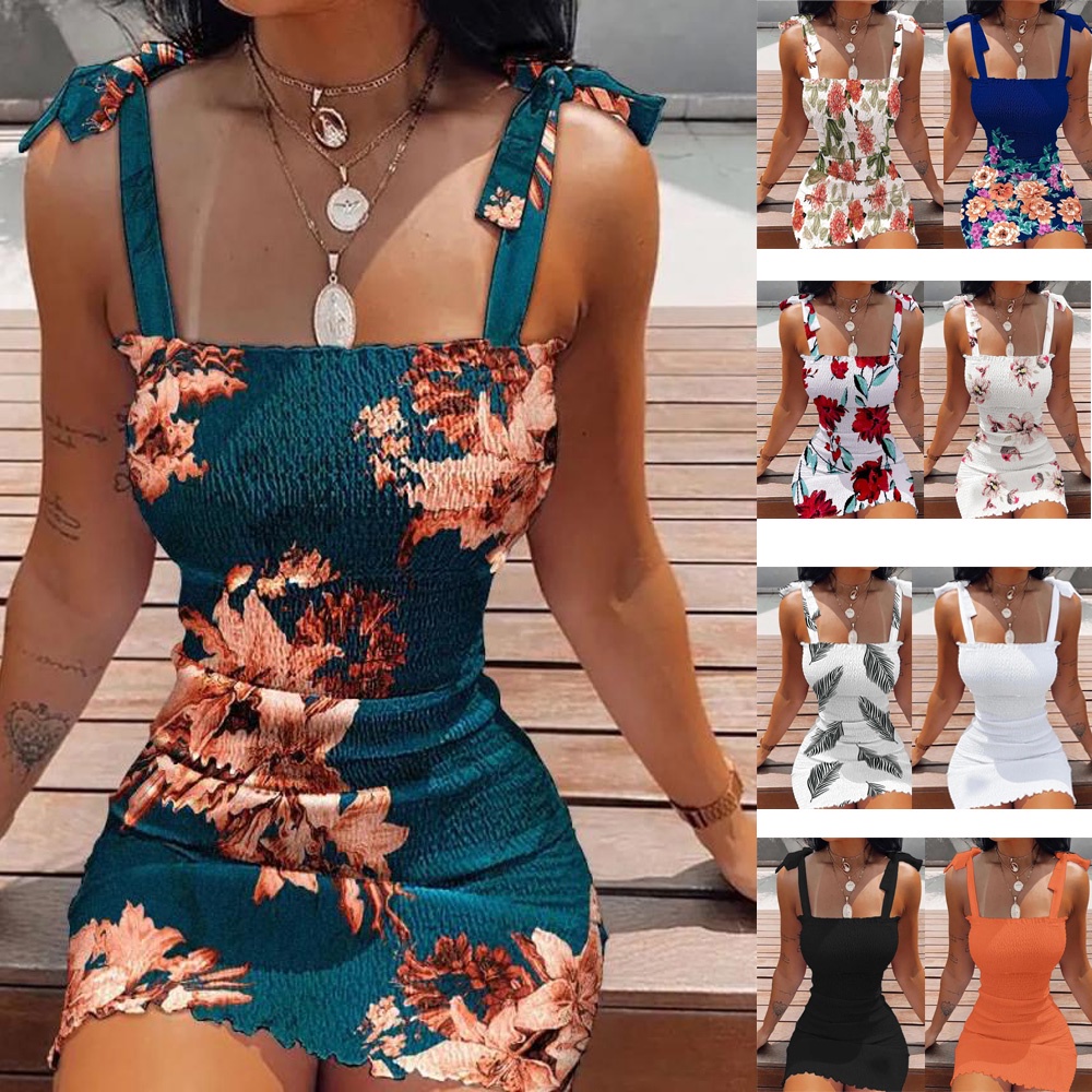 Vestido Casual Boho De Verão - Floral Curto