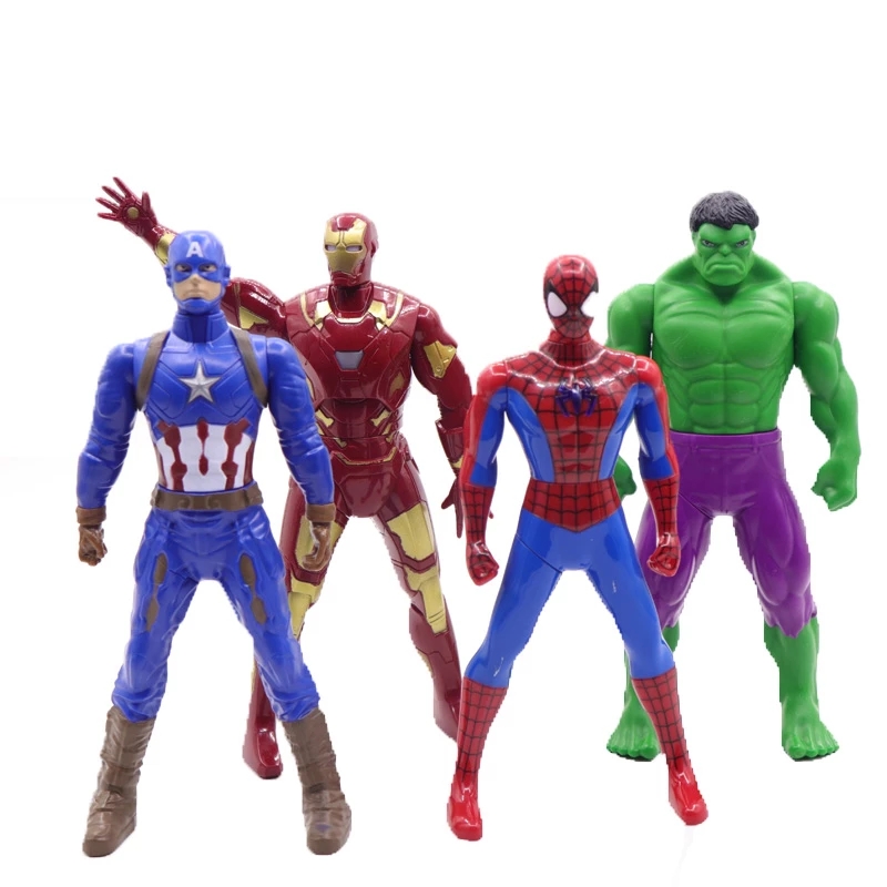 17cm Super Herói Brinquedo PVC 360 ° Homem Aranha Giratório Hulk Capitão América Figurines Dolls Modelo Toys Boys Presente Criativo