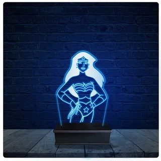 Luminária Led Acrilico Abajur - Mulher Maravilha DC Comics