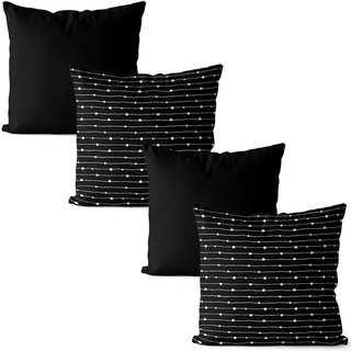 kit 4 capas de almofadas modernas preto e branco