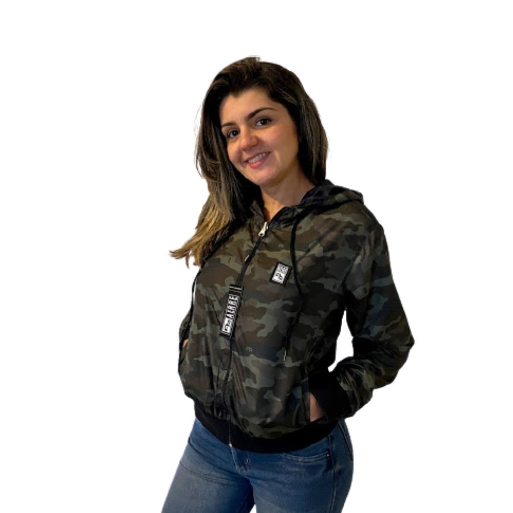 Corta vento best sale camuflado feminino