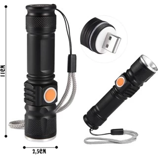 Lanterna tática zoom recarregável led T6 para uso militar caça camping pesca e outros Lanternas