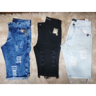 Kit 2 Bermuda jeans Rasgada a masculina