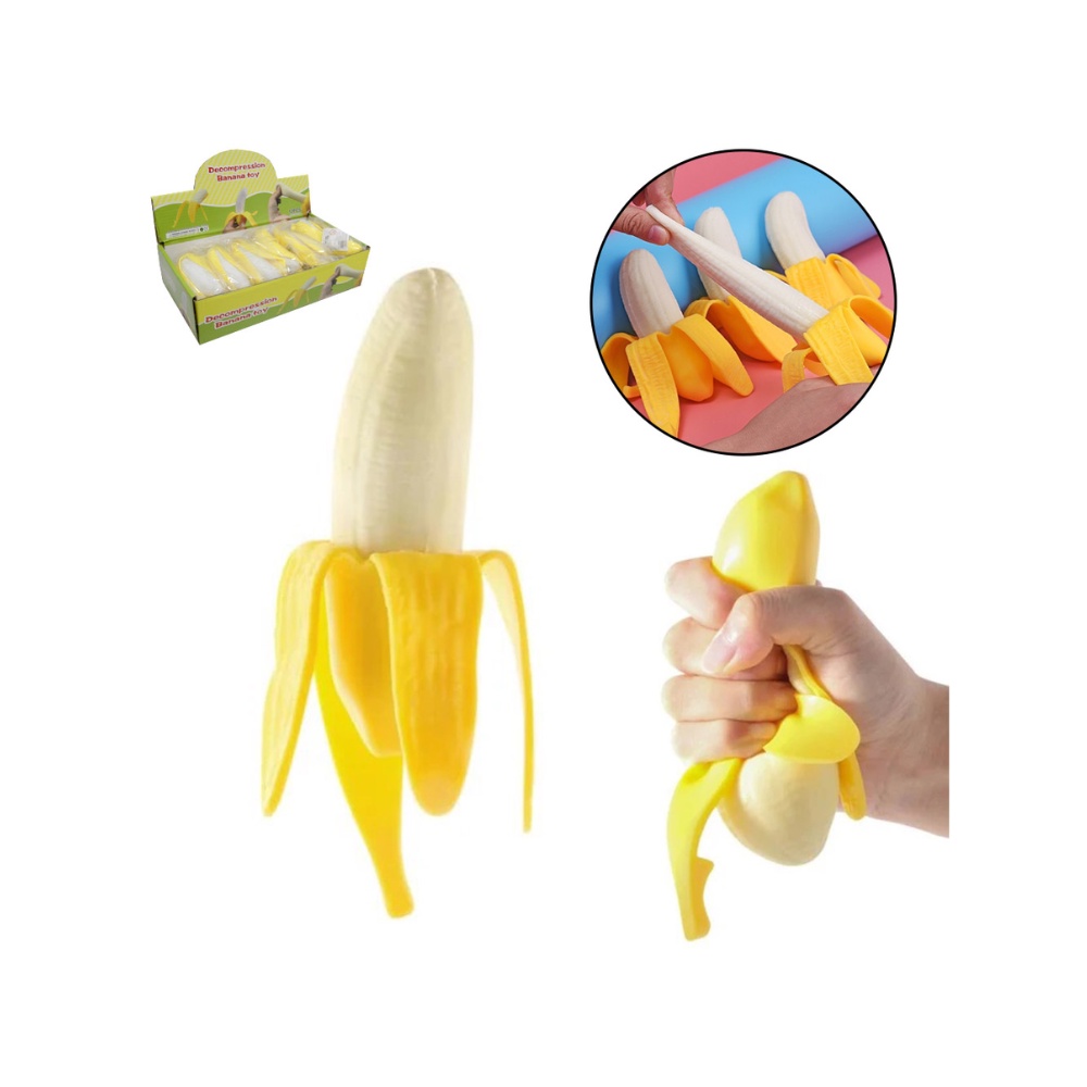 Brinquedo squish fidget toy banana de esticar 15 cm