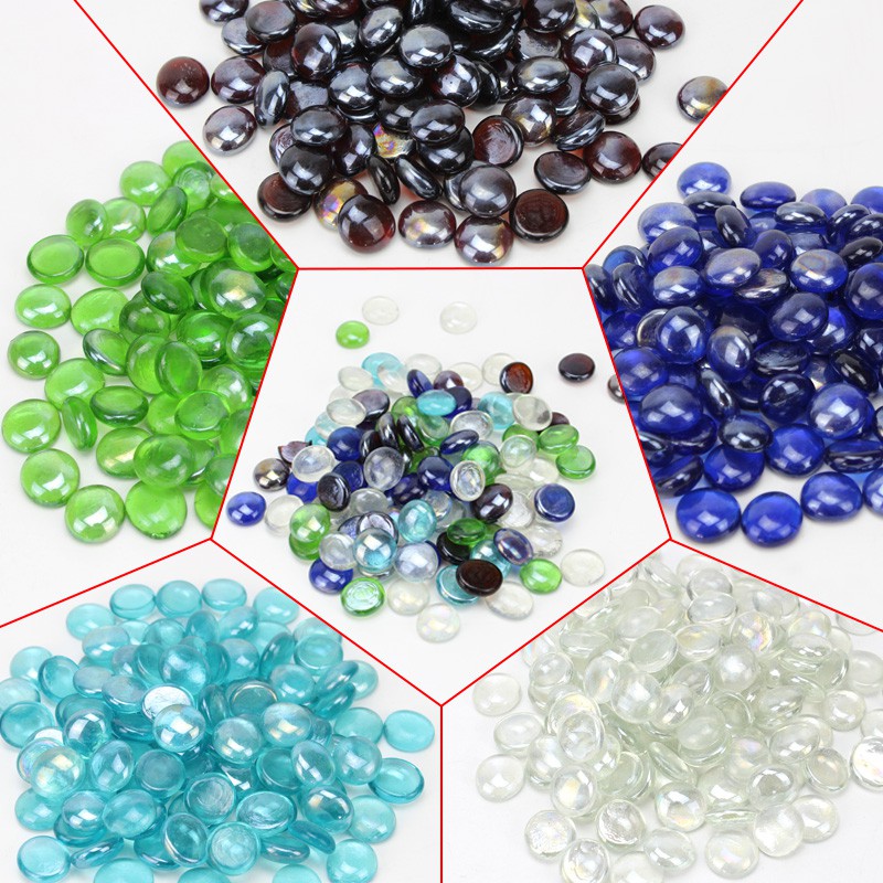 Round Polished Glass Gems Pebbles Transparent, For Landscaping