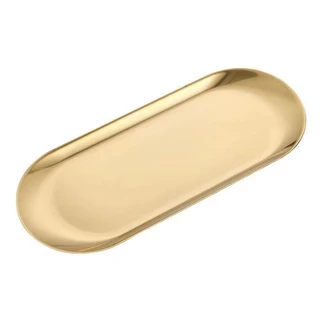 Bandeja Aco Inoxidavel Luxo Alimentos Dourado 23X9.5CM
