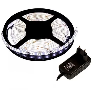 Fita Led 5050 5 Metros Com Silicone Ip65 Cor Branco Frio + Fonte