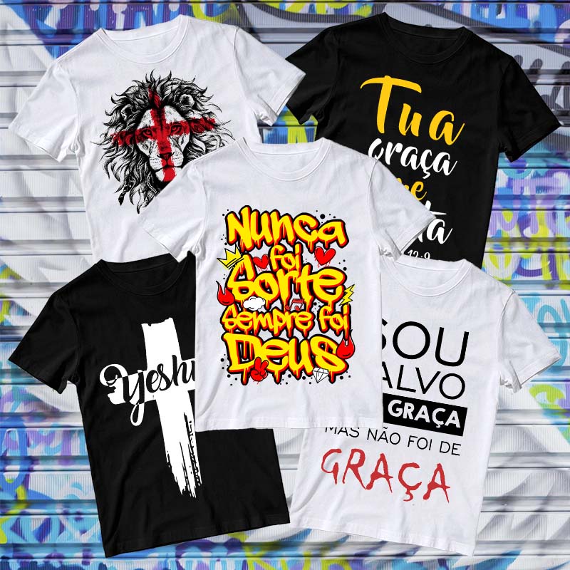 Kit 5 Camiseta Masculina Estampada Moda Evangélica Gospel Cristã Igreja ...