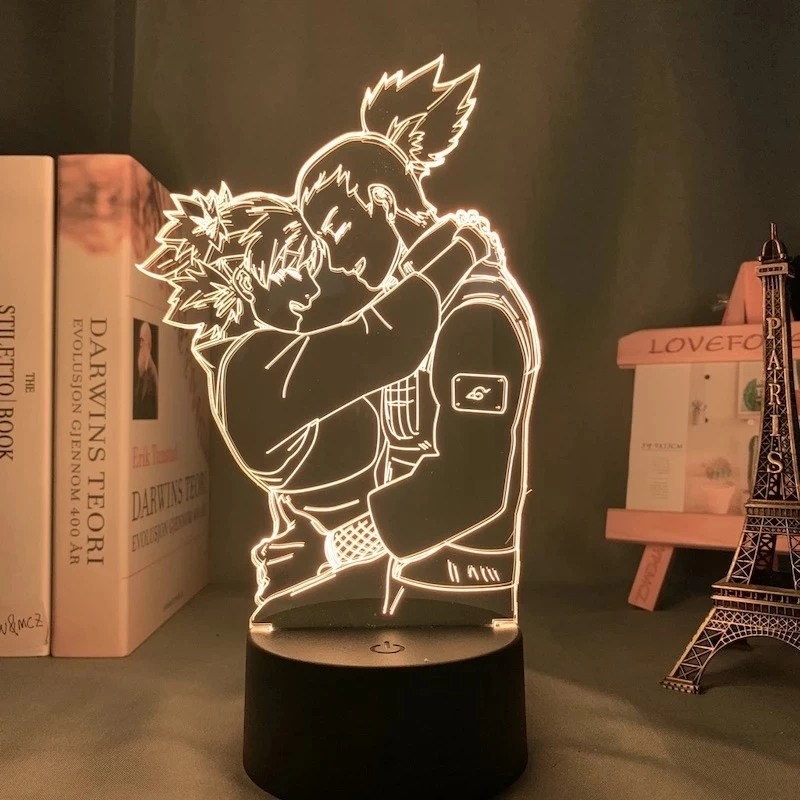 Anime Naruto Shikamaru And Temari Figure Lâmpada Led Noturna Jagermeister 1