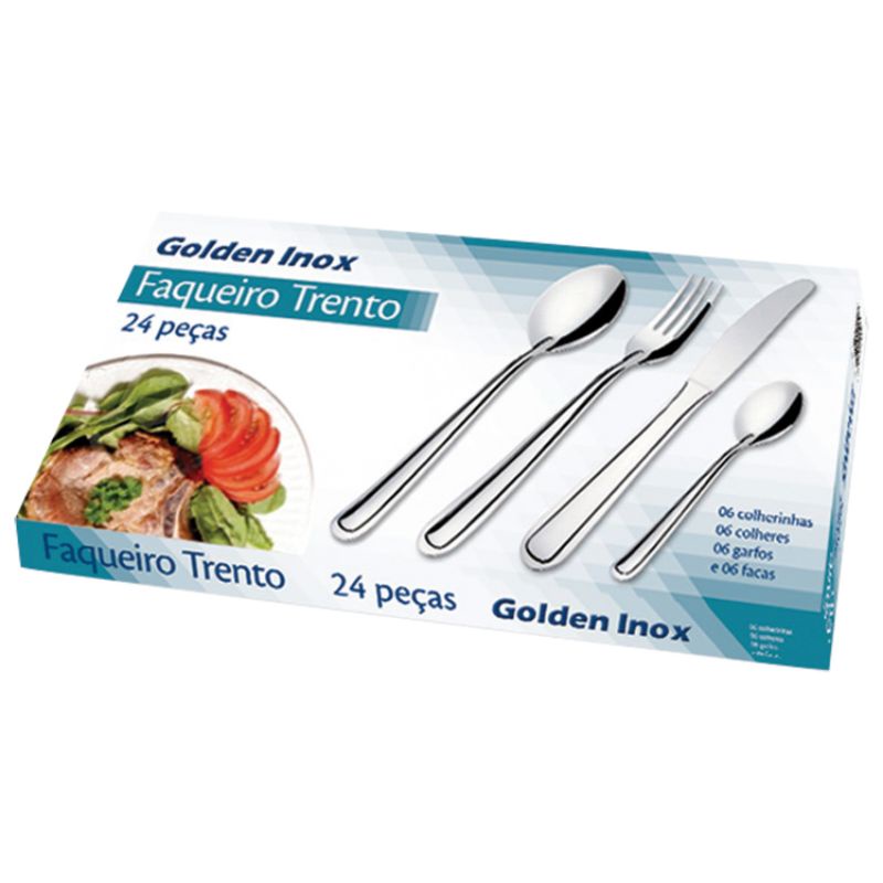 FAQUEIRO INOX 24PC TRENTO GOLDEN INOX | Shopee Brasil