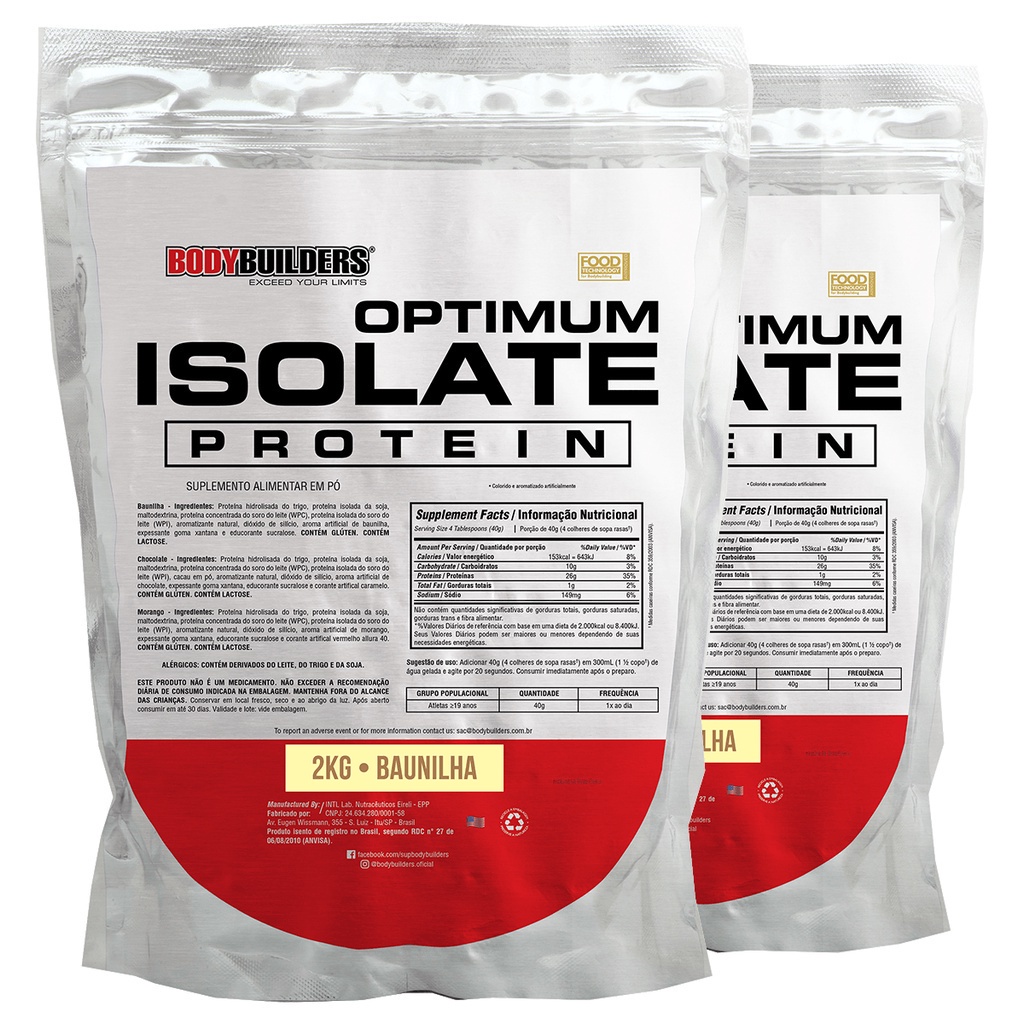 Kit 2x Optimum Isolate Whey Protein 2kg – Bodybuilders