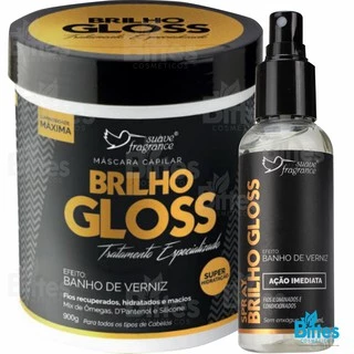 Kit Brilho Gloss Suave Fragrance banho de creme efeito Verniz Maciez Brilho Hidratação