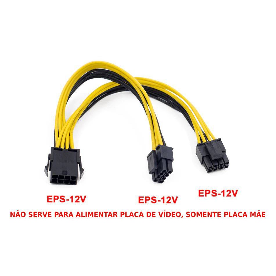 Cabo Adaptador Fonte Placa Mãe Atx Mb 2x 8 Pin Macho X 8 Pin Femea 15cm