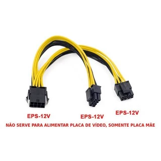 Cabo Adaptador Fonte Placa Mãe Atx Mb 2x 8 Pin Macho X 8 Pin Femea 15cm