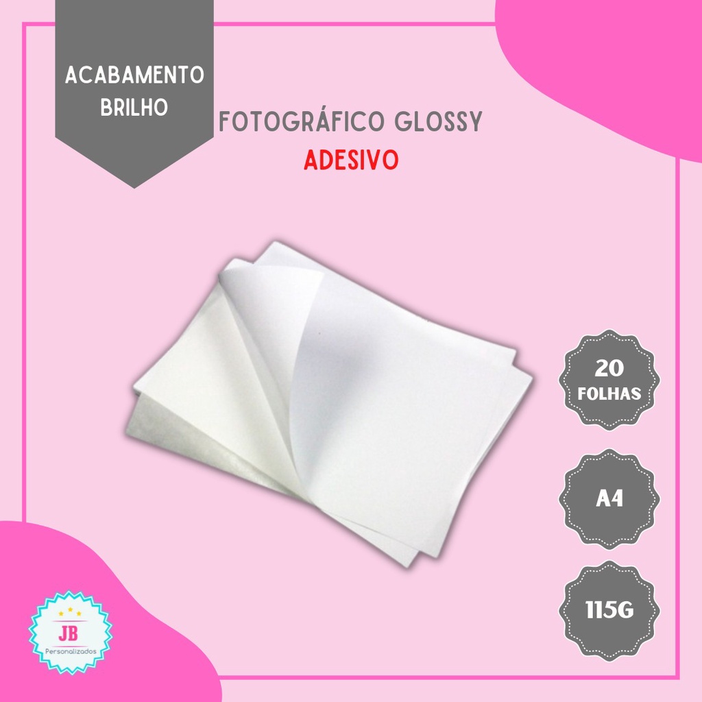 Papel Foto Adesivo 115g A4 Glossy Branco Brilhante 20 Folhas Shopee Brasil 7143