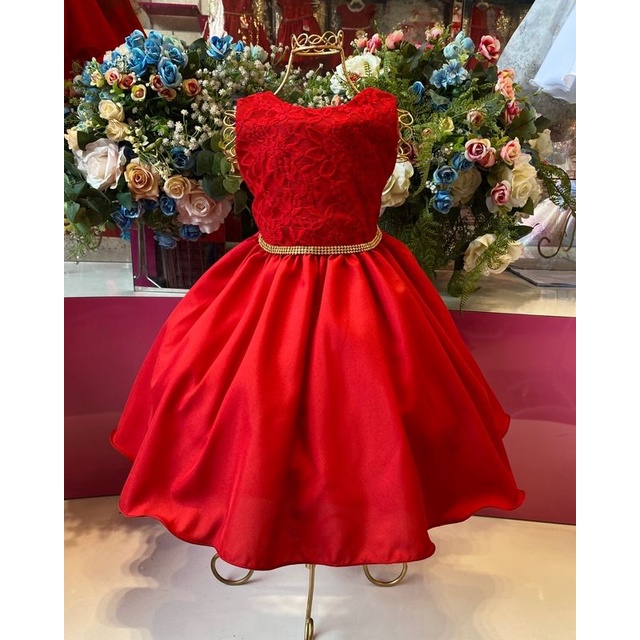 Vestido luxo vermelho store infantil