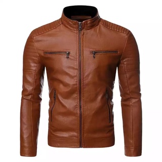 Jaqueta de couro hot sale masculina preta slim