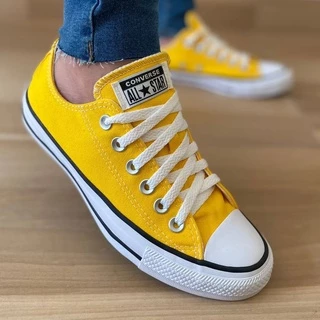 tenis all star cano baixo amarelo tradicional