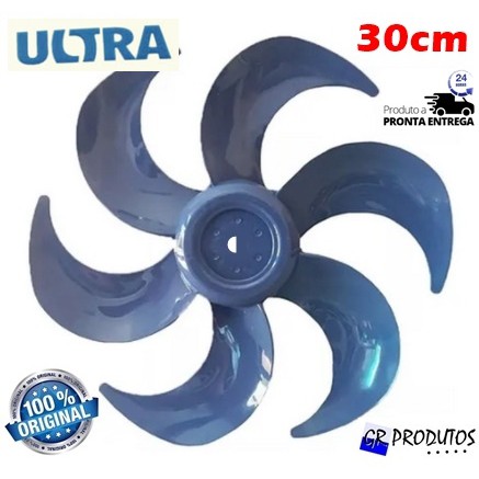 Hélice Ventilador Ultra 30cm 30 6 Pás Azul Original EIXO meia lua 8mm