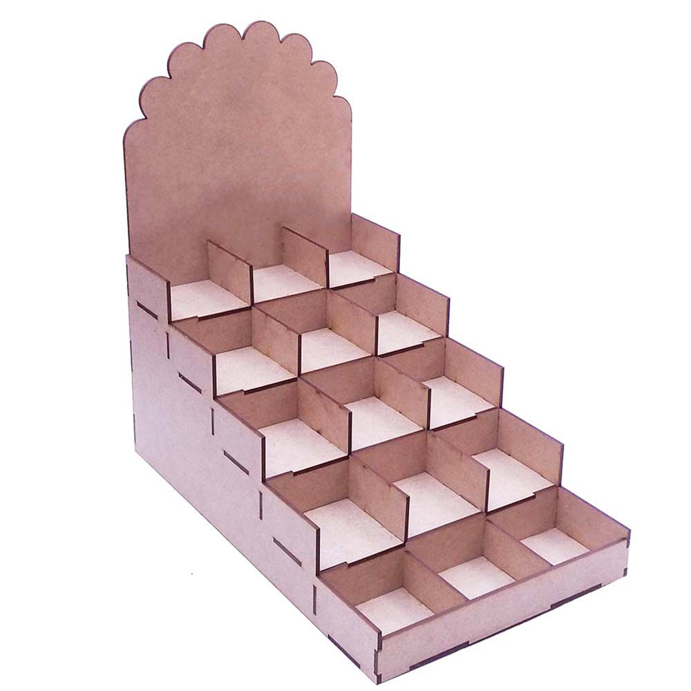 Display expositor mdf escada 5 degraus 15 lugares doce palha brownie alfajor paçoca amendoim chocolate trufa