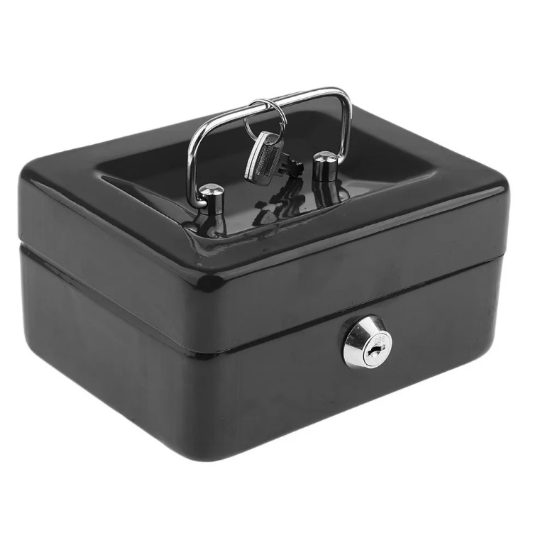 Cofre Metal Cash Box Pequeno Com Chave | Shopee Brasil