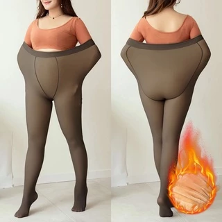 2023 Meia-Calça Térmica Plus Size G1-G3 Forrada Peluciada Translúcida de Lã Feminina Super Elástica Slim