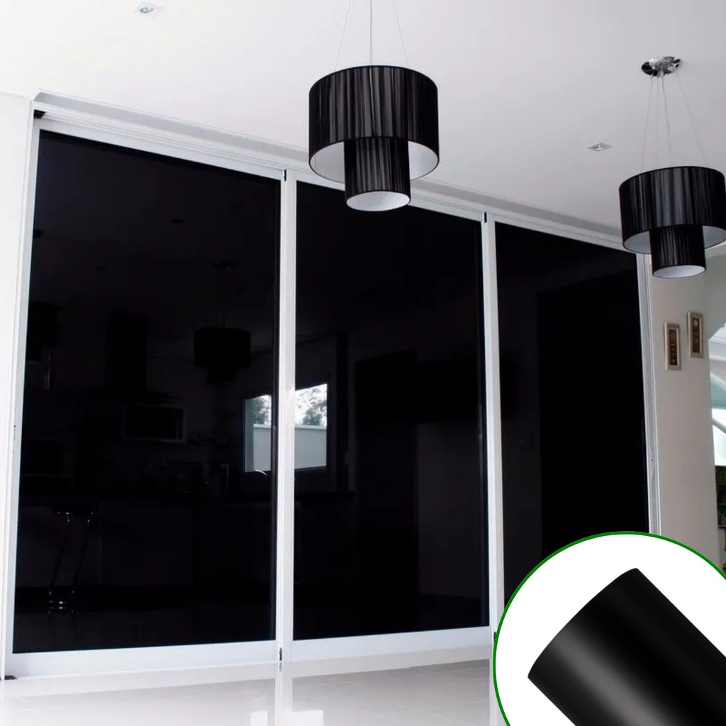 Adesivo Vinil Preto Fosco Blackout Lavável Para Envelopamento Janela ...
