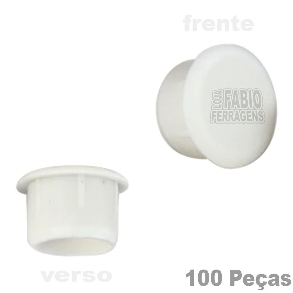 100 Un - Tapa Furo Plástico Branco De 8mm Para Móveis - Fabio Ferragens