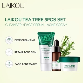LAIKOU Sérum/Conjunto De Creme Para Remover Espinhas/Acne/Árvore De Chá/Reparação De 3pçs em Oferta na Shopee