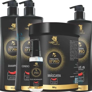 Kit Força Total Hábito Cosméticos B7 Acelera o Crescimento e Evita a Queda com óleo